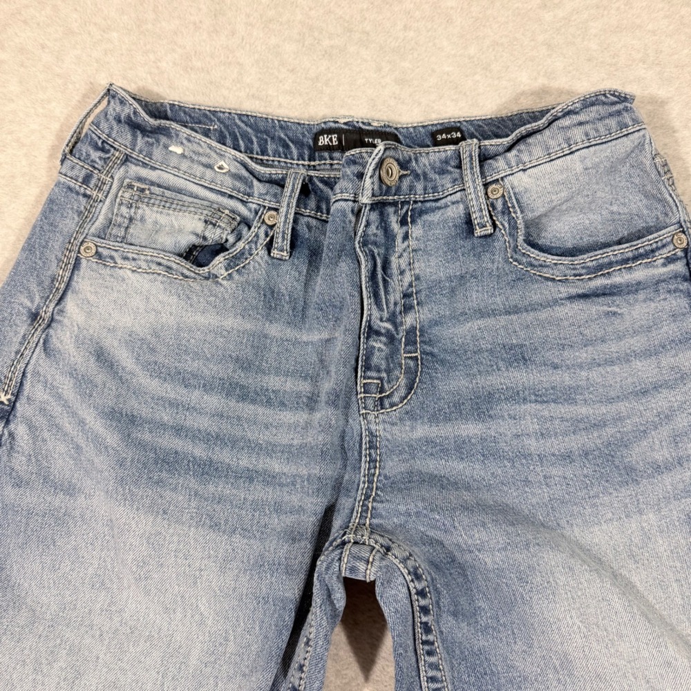 BKE Tyler Jeans Mens 34x34 Light Wash Straight Leg Stretch Blue - Picture 2 of 12